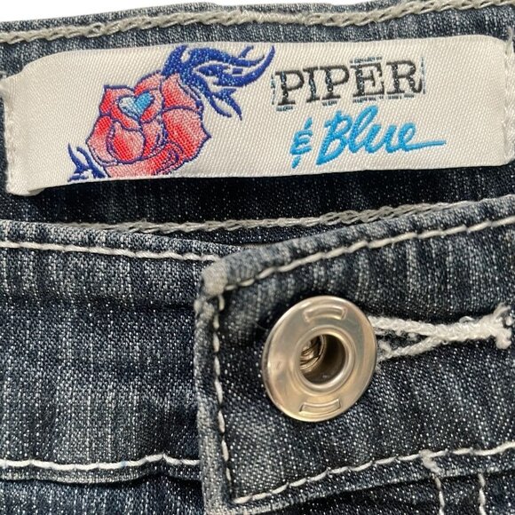 Piper And Blue Capri Jeans Size 17 Butterfly Floral Embroidered Boho Y2K - Picture 4 of 11